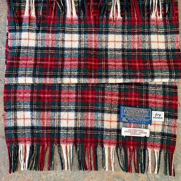 Vintage Pendleton Stewart Dress Tartan Wool Scarf - Picture 1 of 4